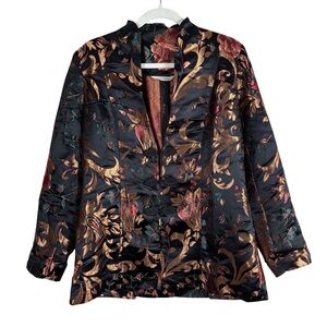 Soft Surroundings Jacket Moon Dynasty Sz Medium Asian Floral Brocade Whimsigoth